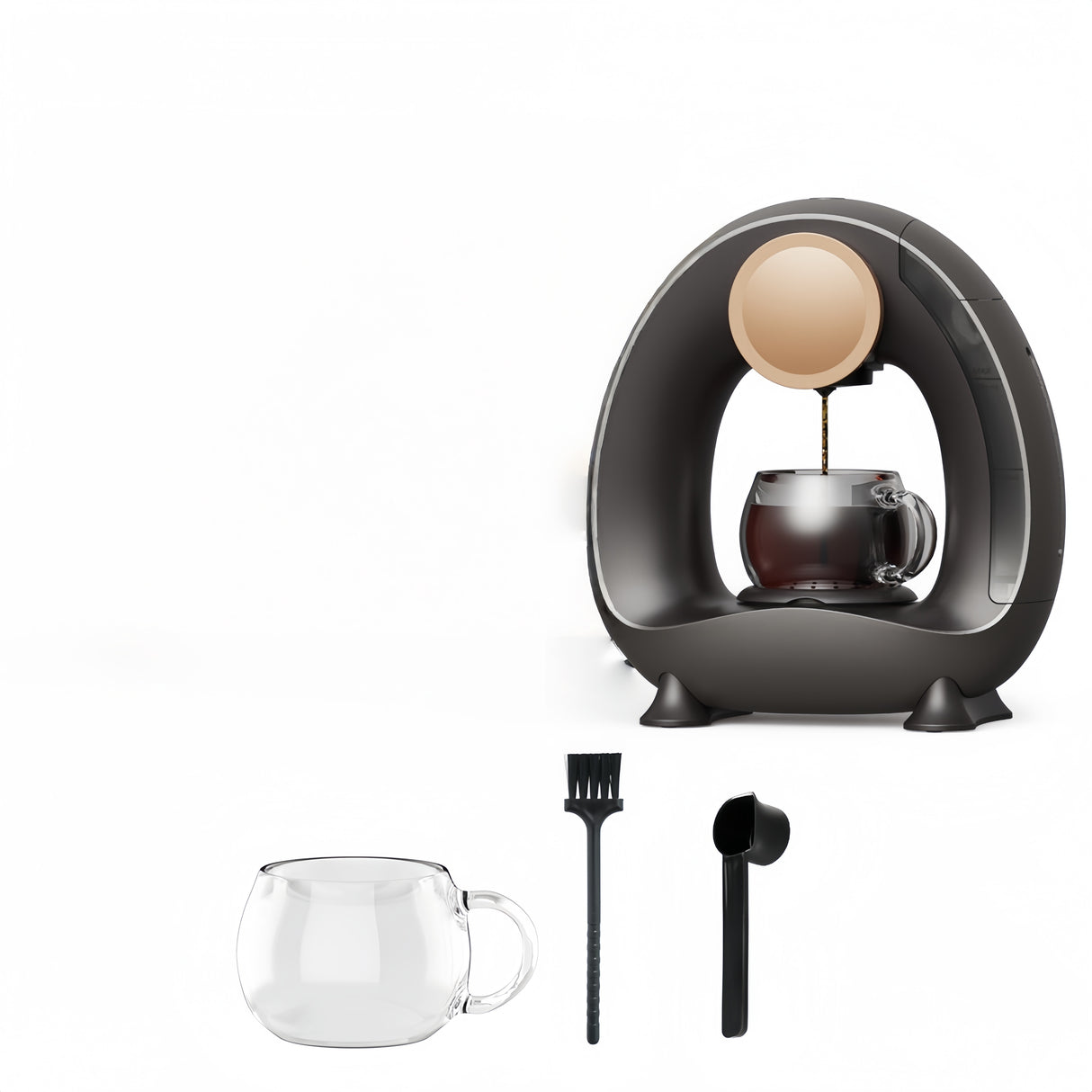 Strailine Noiseless Coffee Maker, 1400W, 240ml Water Tank, Compact One-Cup Coffee Machine with Cup ,Food Grade Material Filter,Drip Espresso, Black