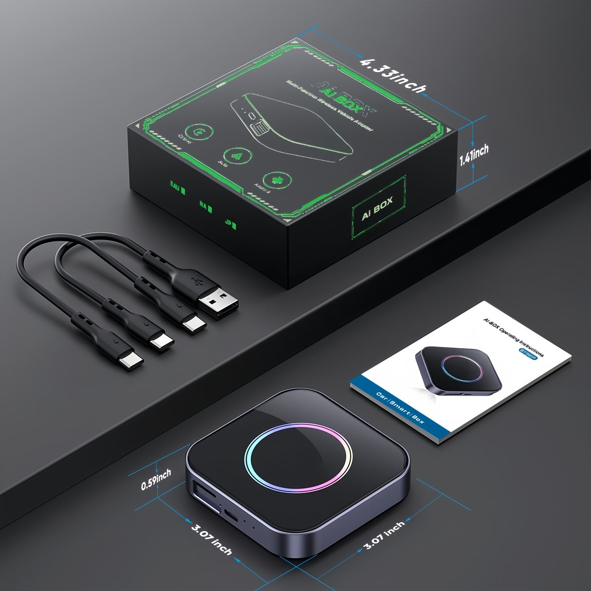 Strailine 3-in-1 Wireless CarPlay, Android Auto Adapter Plug & Play, Supports Netflix, YouTube, and TF Card. Works with Android Auto Cars.