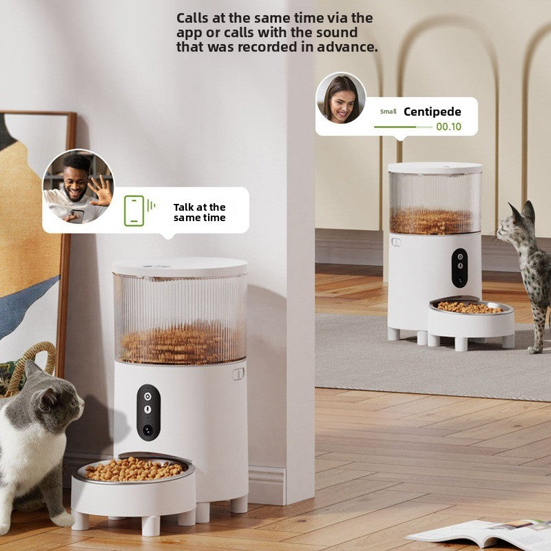 Strailine Smart Pet Feeder for Cross-border Use with Visual and Voice Features, Automatic Feeding Device for Cats and Dogs with Timed and Measured Food Dispensing