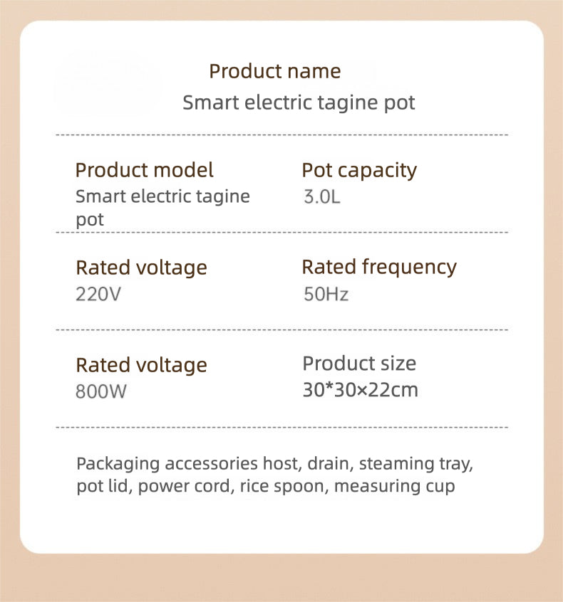 Strailine 3L Electric Tagine Pressure Cooker - Multi-Function Micro Pressure Cooker w/ Steaming