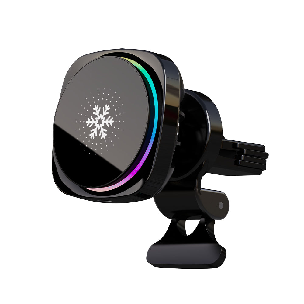 Strailine Magnetic Car Phone Holder,15w Qi Wireless Charging, Cooling Fan, Rgb Light, 360° Adjustable, Auto-Clamp, Strong Suction.