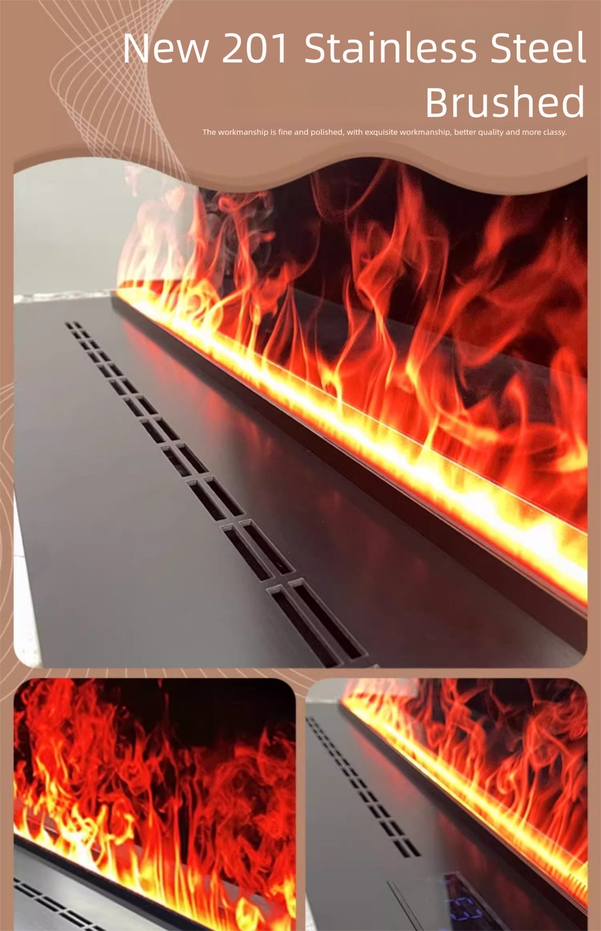 Straline Ultra-Thin Electric Fireplace Humidifier - Home Decor & TV Cabinet Design