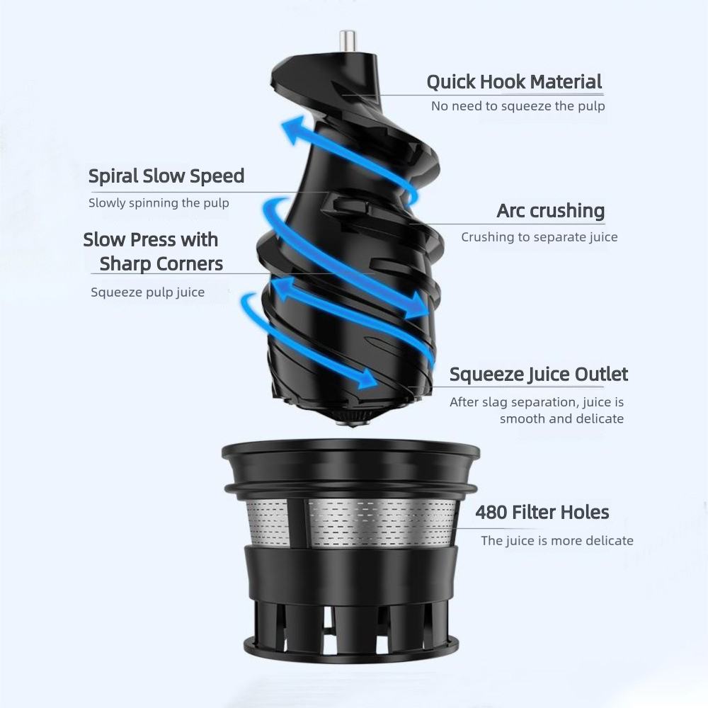 Strailine Slow juicer cold press,3-in-1 multi-function juicer machine, smoothies, and nut milks, orange juice blender,Blue