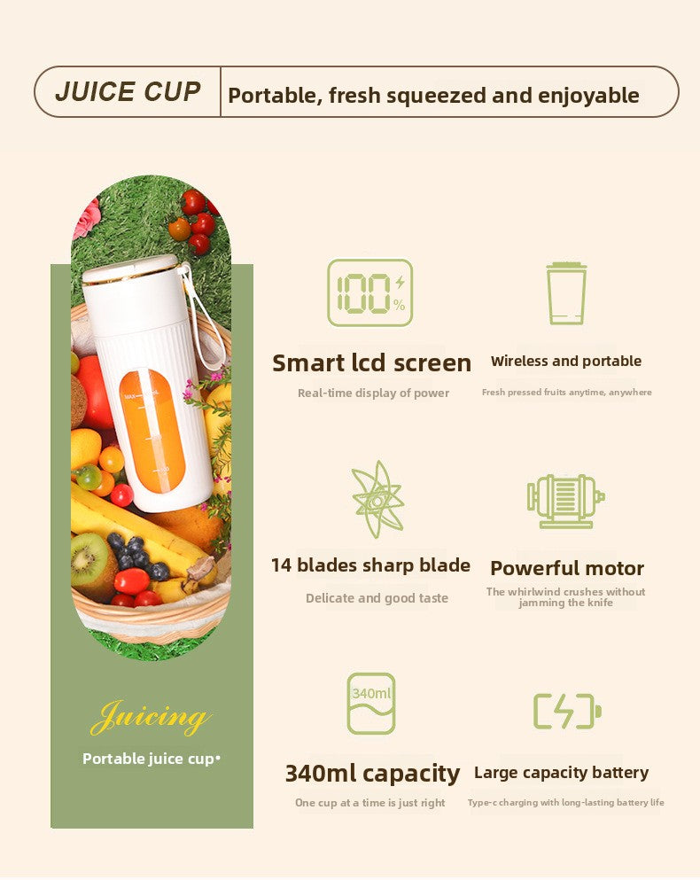 Strailine Portable Mini Juicer – Rechargeable Multi-Function Fruit Blender