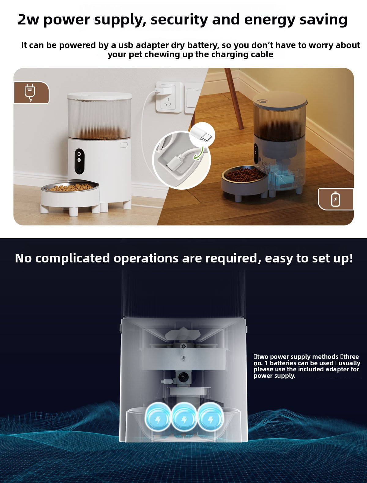 Strailine Smart Pet Feeder for Cross-border Use with Visual and Voice Features, Automatic Feeding Device for Cats and Dogs with Timed and Measured Food Dispensing