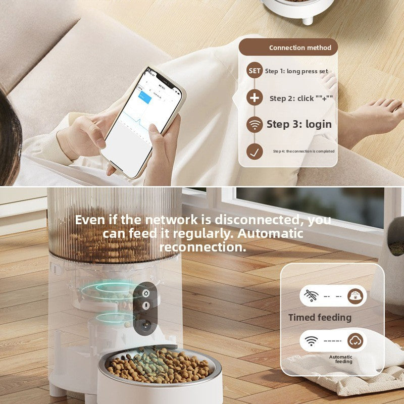 Strailine Smart Pet Feeder for Cross-border Use with Visual and Voice Features, Automatic Feeding Device for Cats and Dogs with Timed and Measured Food Dispensing