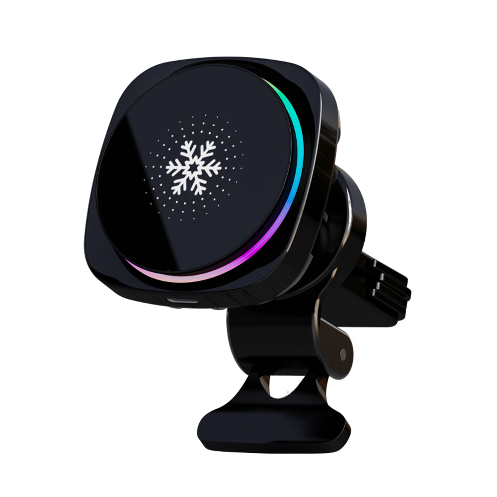 Strailine Magnetic Car Phone Holder,15w Qi Wireless Charging, Cooling Fan, Rgb Light, 360° Adjustable, Auto-Clamp, Strong Suction.
