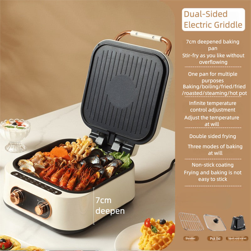 Straline Dual-Sided Electric Griddle - Deep Grill/Pan with Multi-Function Cooking