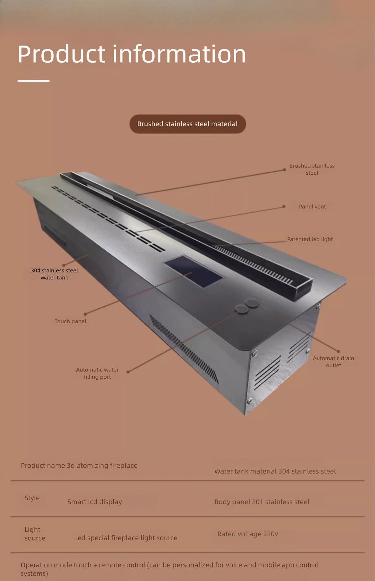 Straline Ultra-Thin Electric Fireplace Humidifier - Home Decor & TV Cabinet Design