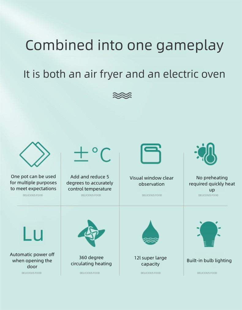 Strailine 12L Rotating Air Fryer Oven – Large Capacity with Viewing Window