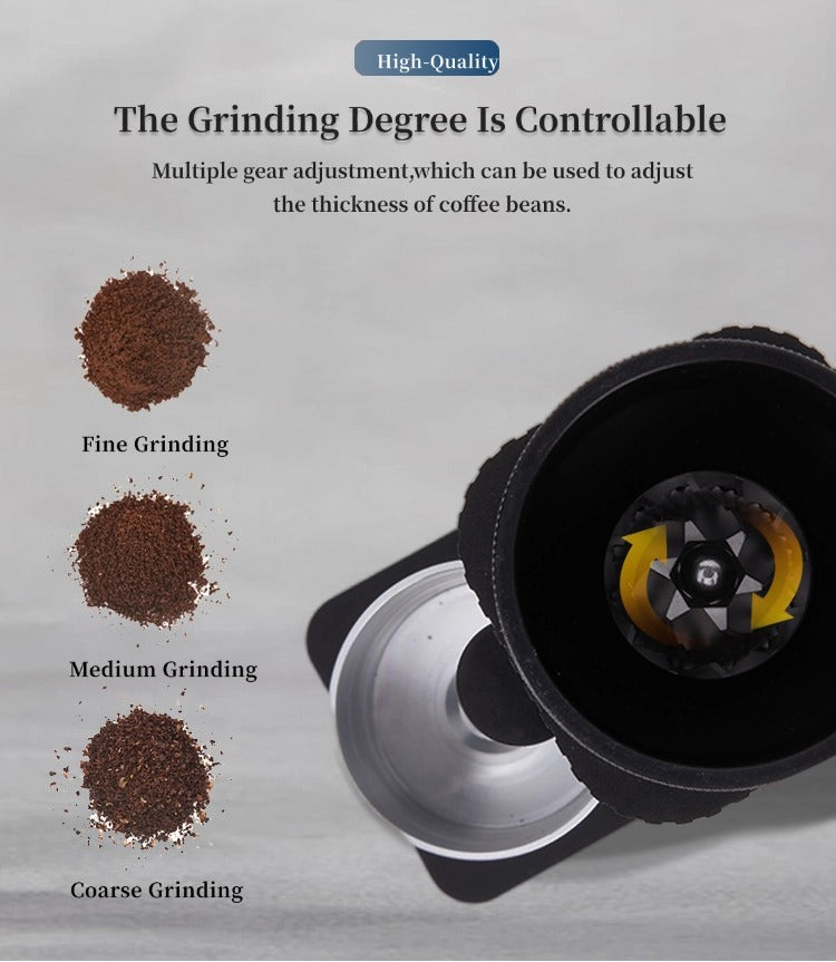 Strailine Electric Coffee Grinder USB Rechargeable, 6-Core Blade, Adjustable Grind