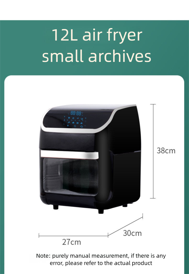 Strailine 12L Rotating Air Fryer Oven – Large Capacity with Viewing Window