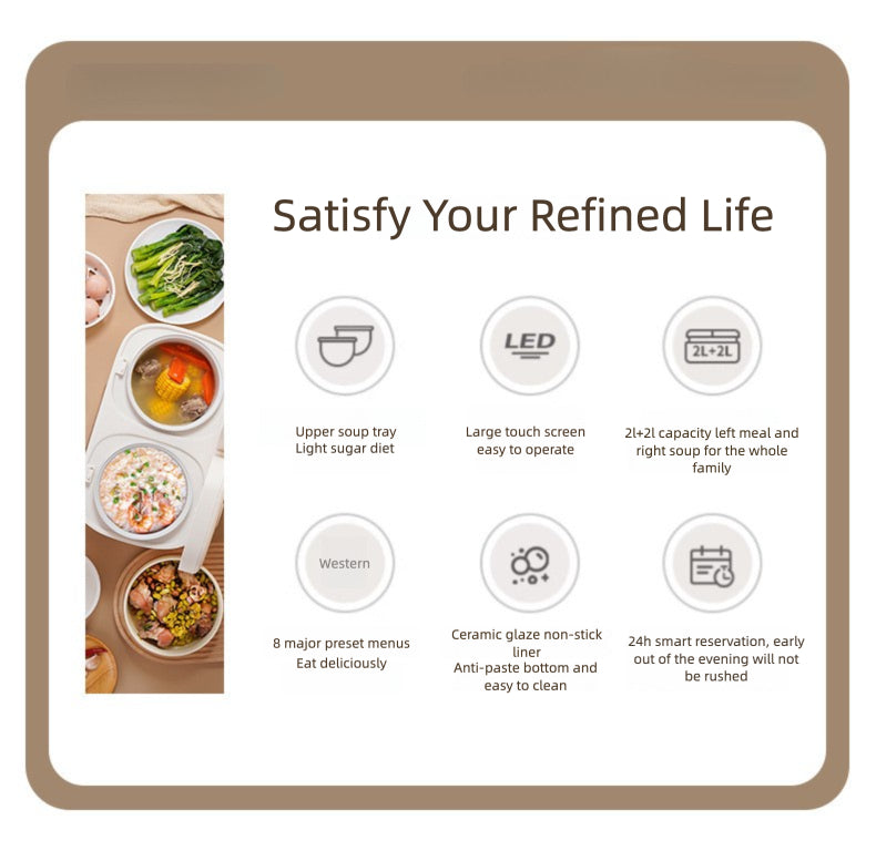 Strailine Dual-Pot Cooker: Healthy Low-Carb Meals for 1-3