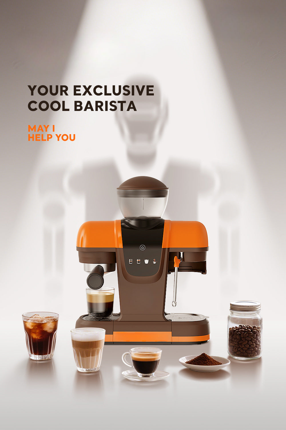 Strailine Espresso Coffee Machine with Grinder & Milk Frother – Semi-Automatic, Compact, Home & Commercial Use