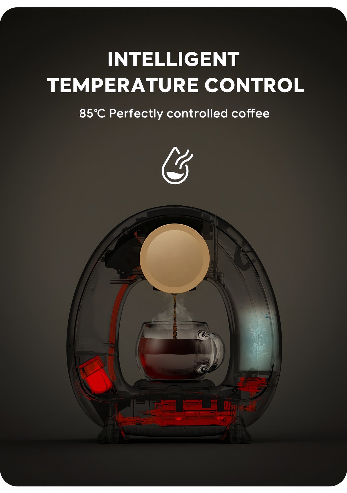 Strailine Noiseless Coffee Maker, 1400W, 240ml Water Tank, Compact One-Cup Coffee Machine with Cup ,Food Grade Material Filter,Drip Espresso, Black