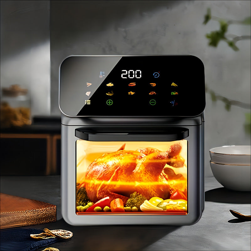 Strailine Digital Air Fryer 15L Oil Free Cooking Led Display With Touch Screen Smart Finish Cook 1350W Black
