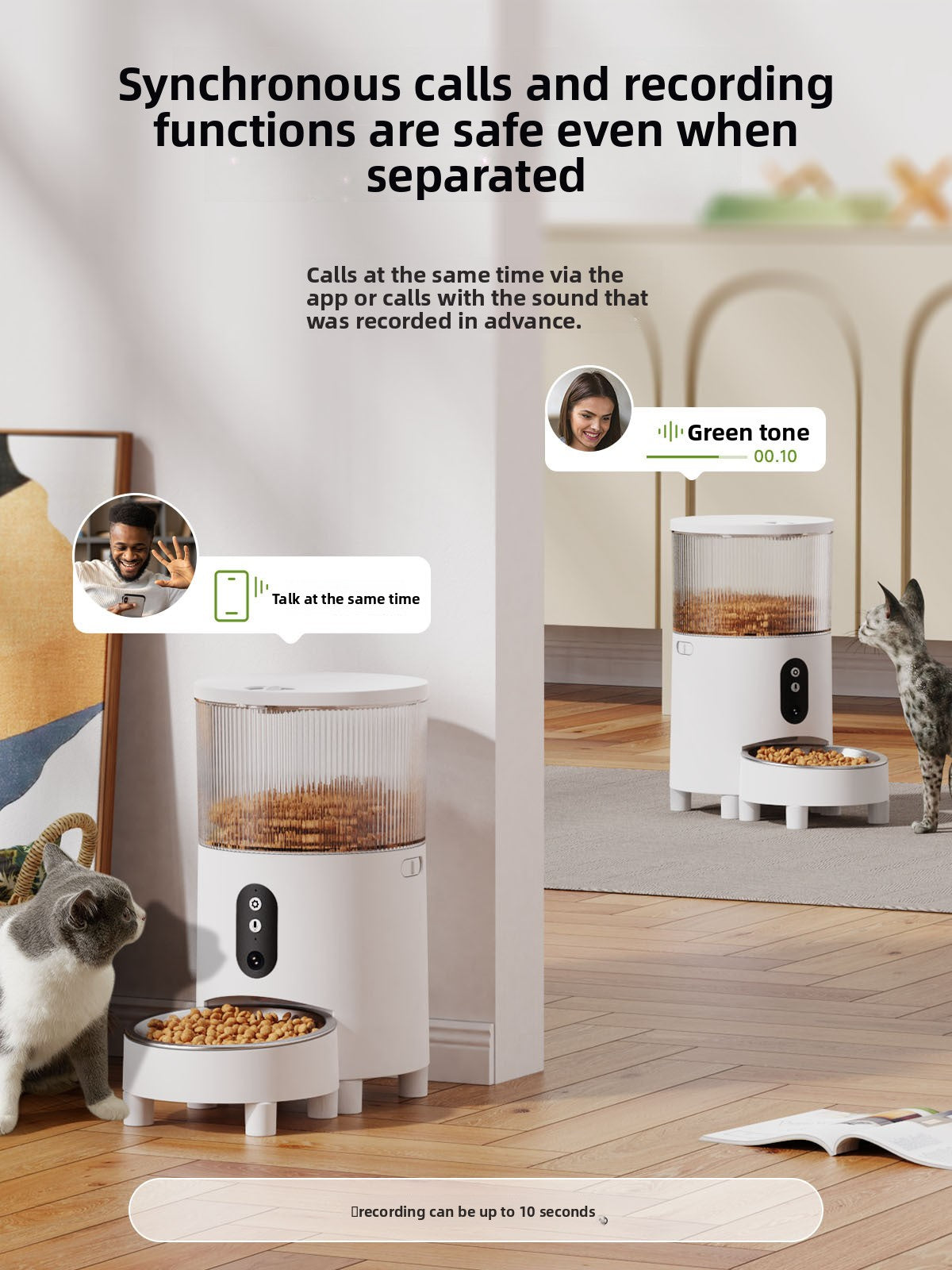 Strailine Smart Pet Feeder for Cross-border Use with Visual and Voice Features, Automatic Feeding Device for Cats and Dogs with Timed and Measured Food Dispensing