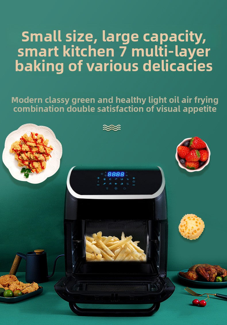Strailine 12L Rotating Air Fryer Oven – Large Capacity with Viewing Window