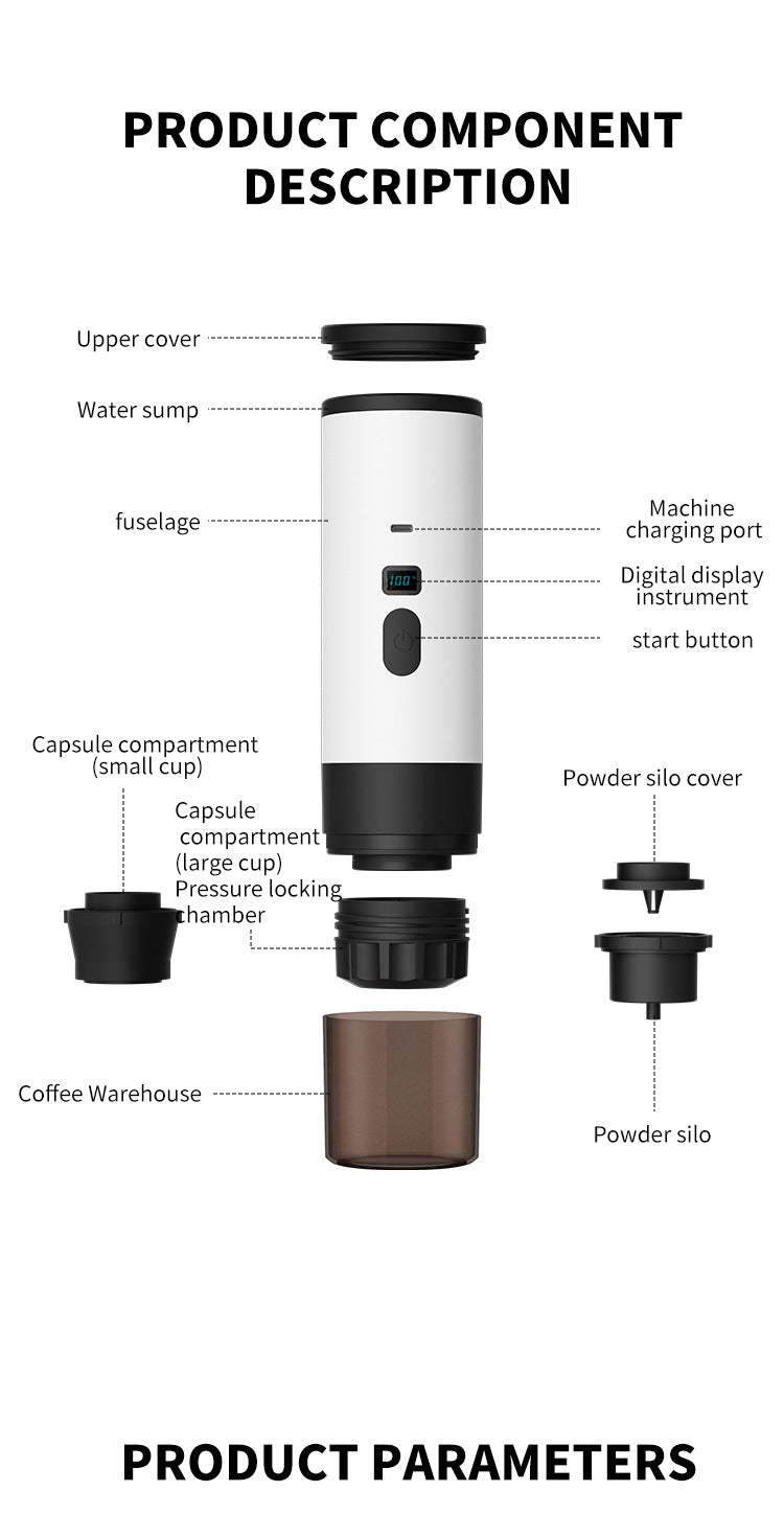 Strailine Portable Capsule Coffee Machine Electric Pump, Italian & American Espresso