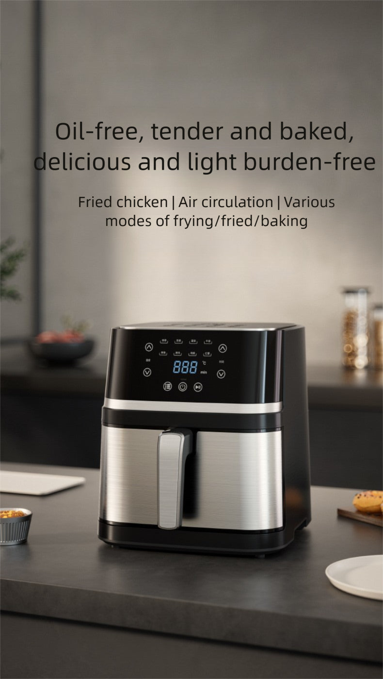 Strailine Multi-Function Air Fryer – Stainless Steel, Large Capacity