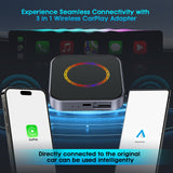 محول Straline CarPlay اللاسلكي 3 في 1، يدعم نتفليكس ويوتيوب وبطاقة TF. متوافق مع سيارات Android Auto.