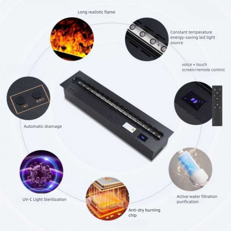 Straline Smart Media Console: Built-In 3D Flame Fireplace & Ultrasonic Humidifier