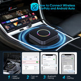 محول Straline CarPlay اللاسلكي 3 في 1، يدعم نتفليكس ويوتيوب وبطاقة TF. متوافق مع سيارات Android Auto.