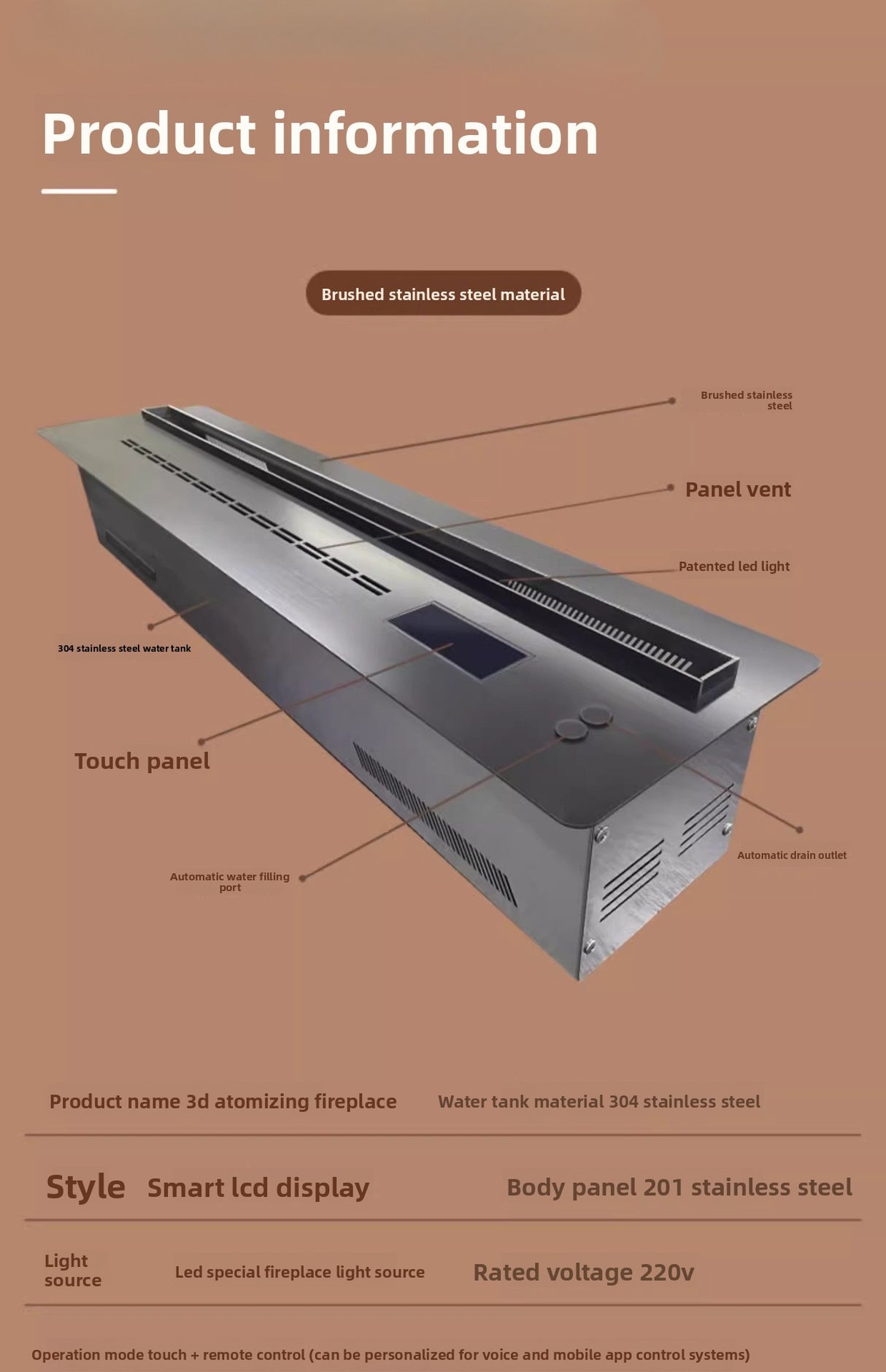 Straline Smart Media Console: Built-In 3D Flame Fireplace & Ultrasonic Humidifier