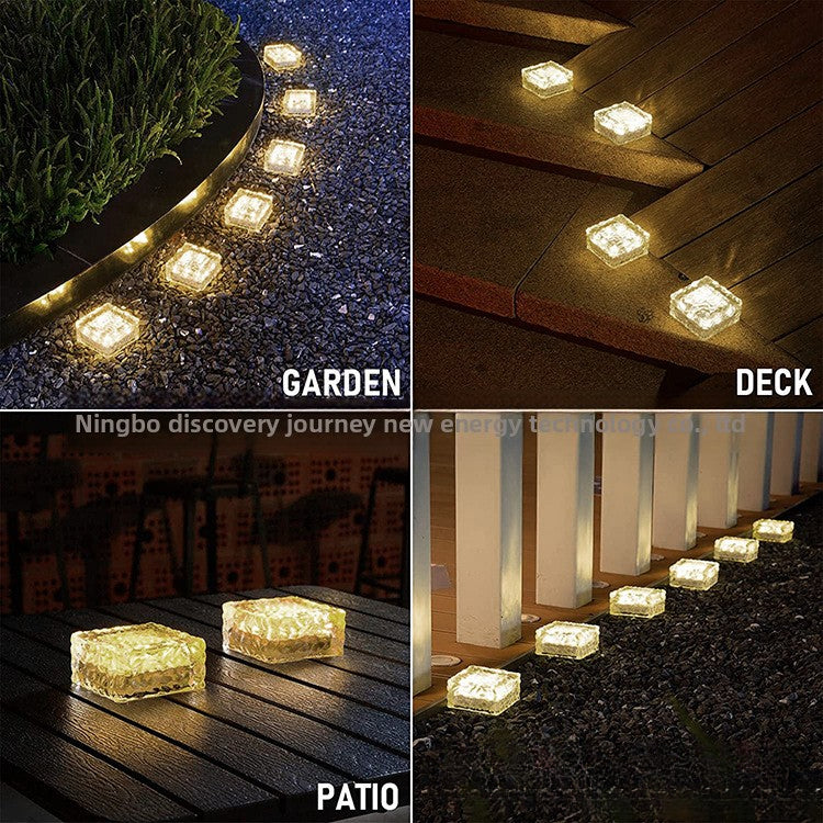 مصباح سترايلاين الشمسي LED للطوب الجليدي - مصباح زخرفي للحدائق الخارجية والممرات 