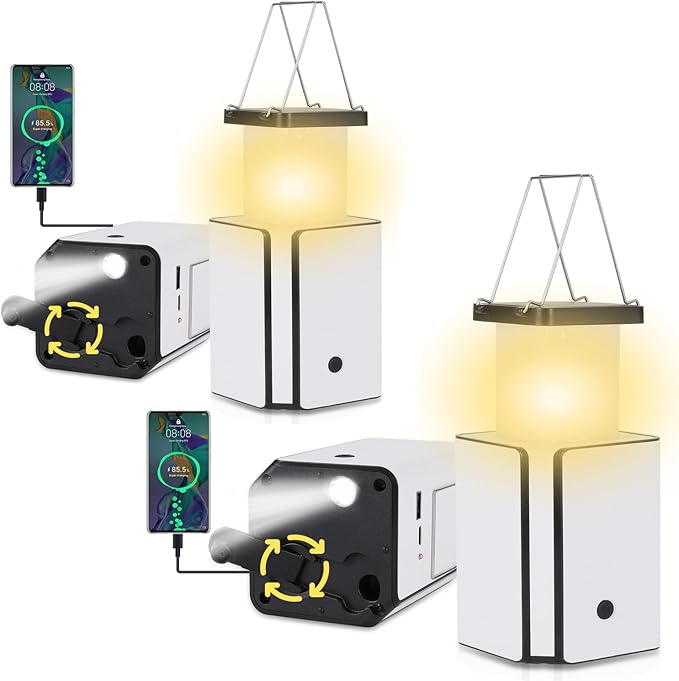 Solar-powered LED rechargeable emergency camping lamp, hand-crank power generation, mobile phone charging function