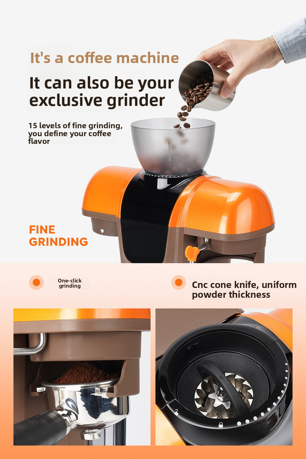 Strailine Espresso Coffee Machine with Grinder & Milk Frother – Semi-Automatic, Compact, Home & Commercial Use