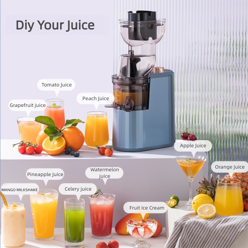 Strailine Slow juicer cold press,3-in-1 multi-function  juicer machine, smoothies, and nut milks, orange juice blender,Blue