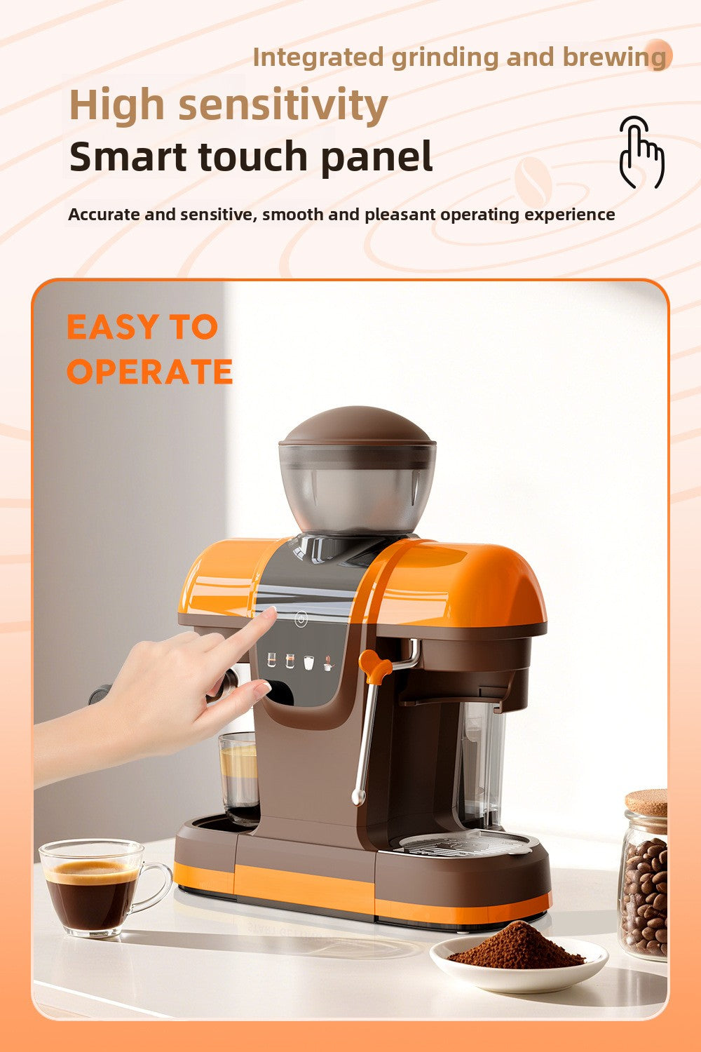 Strailine Espresso Coffee Machine with Grinder & Milk Frother – Semi-Automatic, Compact, Home & Commercial Use