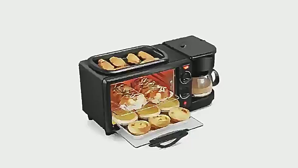Strailine 3-in-1 Multifunctional Breakfast Machine: Oven, Frying Pan & Coffee Maker